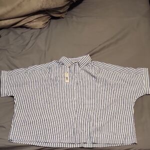 Classic Blue Striped Kids Button-Down Shirt